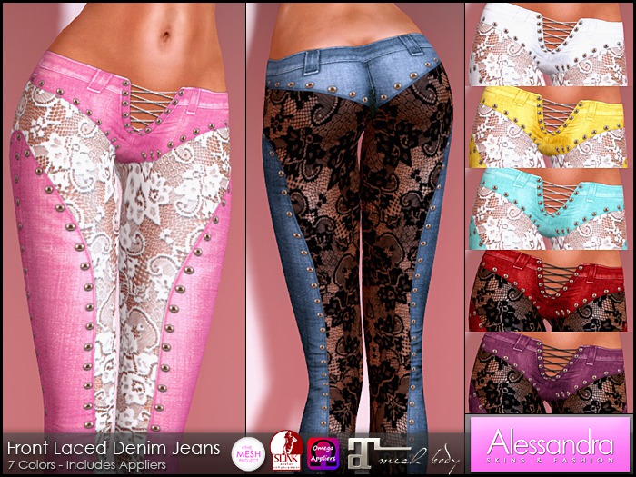 ALESSANDRA - Front Laced Denim Jeans (7 Colors V2)
