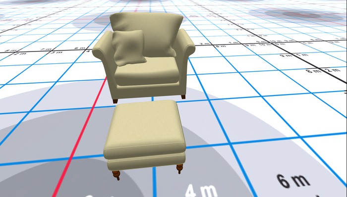CHAIR & FOOTSTOOL BEIGE