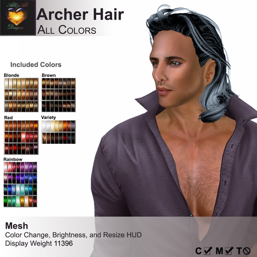 A&A Archer Hair All Colors Pack. Mens Mesh Hairstyle