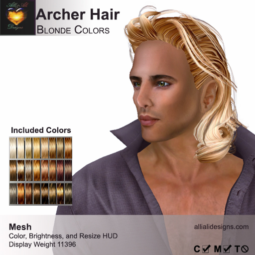 A&A Archer Hair Blonde Colors Pack. Mens Mesh Hairstyle