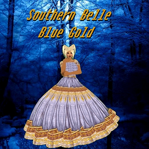 Southern Belle Blue Gold Gown Boxed
