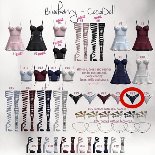 #23 Blueberry - Cocodoll Set - M - Panties - Sky - Common