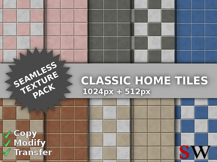 -SW- Seamless Classic Home Tiles Texture Pack -1024/512-