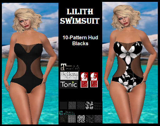 *MM* Lilith Swimsuit - 10 Black Patterns
