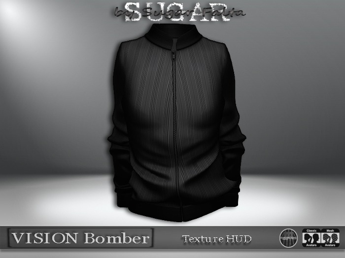 SUGAR for Men - VISION Bomber - (RIBBED BLACK) w HUD *Add Me*