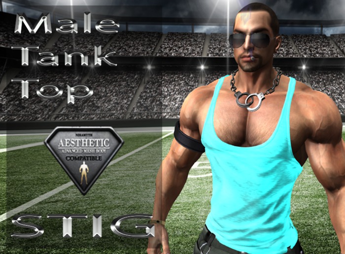 Male Tank Top Fitted Mesh for Aesthetic Body Turquoise