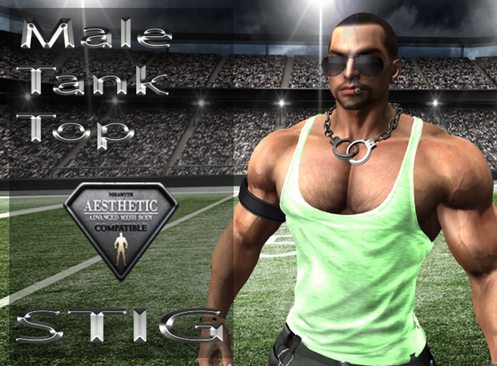 Male Tank Top Fitted Mesh for Aesthetic Body green