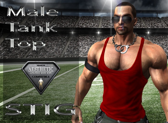 Male Tank Top Fitted Mesh for Aesthetic Body red