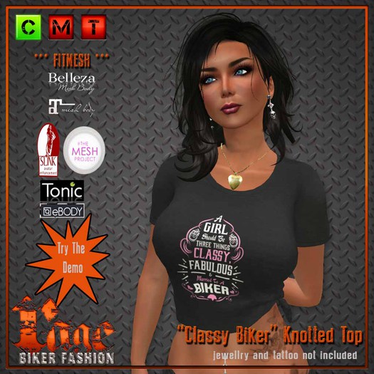"Classy Biker" Knotted Tshirt (wear me to unpack)