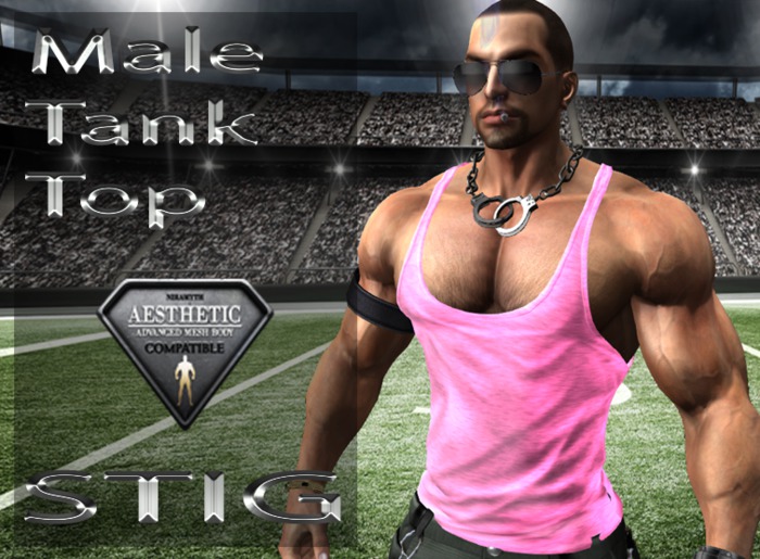 Male Tank Top Fitted Mesh for Aesthetic Body pink