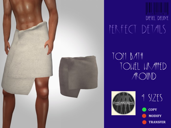 [DIESELdeluxe] Tom Bath Towel wrapped around Male White