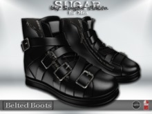 SUGAR for Men - Belted Boots - (BLACK LEATHER) 