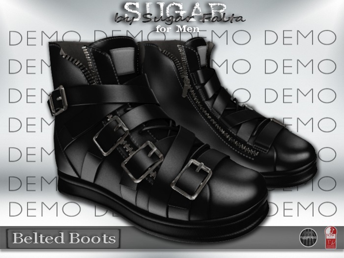 SUGAR for Men - Belted Boots - (BLACK LEATHER) Demo BOX