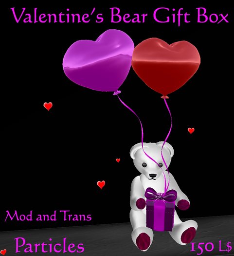 Valentine's White Teddy Bear with gift box & particles
