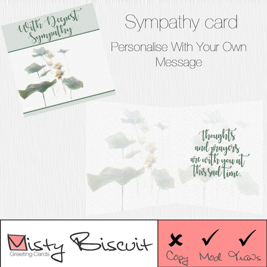 GREETINGS CARD ~ Sympathy card ~ personalisable