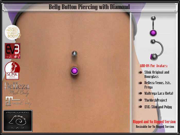 [PL] - Full Perm - Belly Button Piercing with Diamond