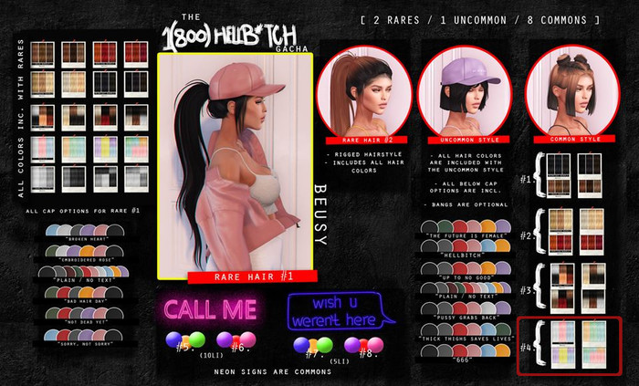 Beusy: ON READ HAIR #4 [1(800)HELLB*TCH GACHA/BOXED] COMMON