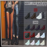 Momento. Leather sneakers khaki slink female