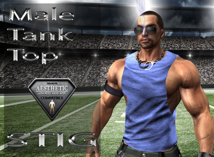 Male Tank Top Fitted Mesh for Aesthetic Body light blue