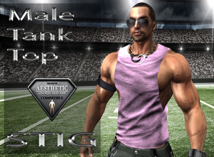 Male Tank Top Fitted Mesh for Aesthetic Body light pink