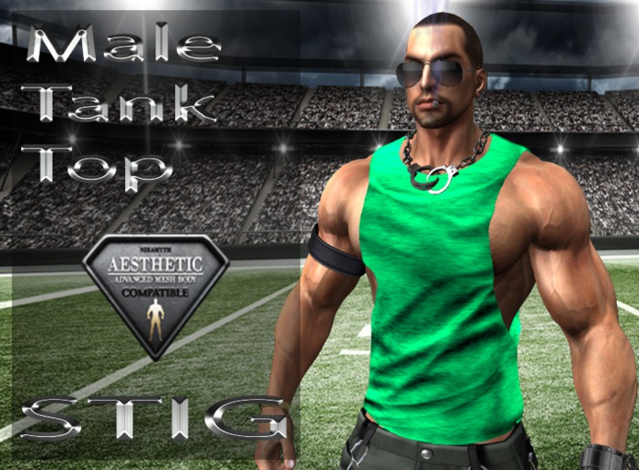 Male Tank Top Fitted Mesh for Aesthetic Body green