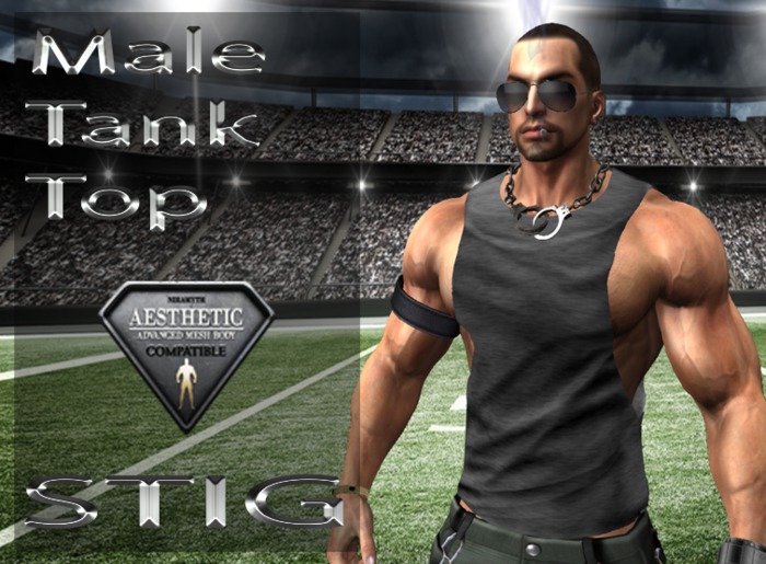 Male Tank Top Fitted Mesh for Aesthetic Body black