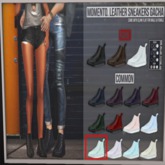 Momento. Leather sneakers aqua slink female