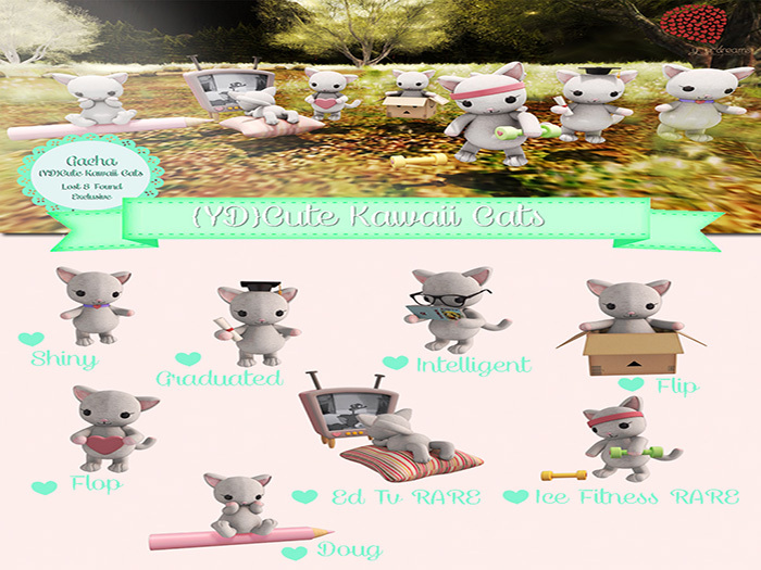 {YD} Cute Kawaii Cats Complete Set w/ RARE's