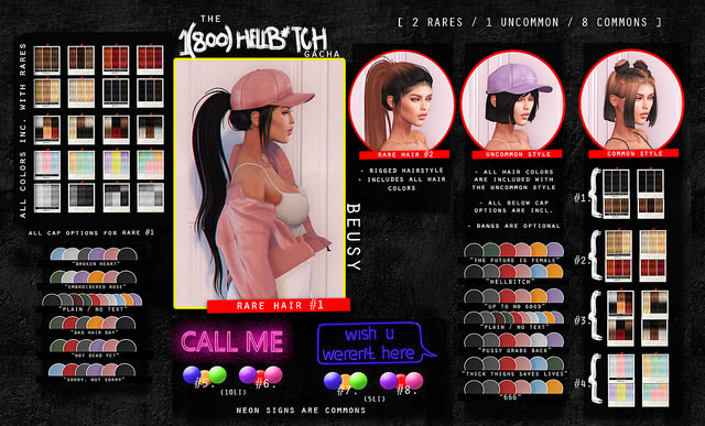 Beusy: "CALL ME" Neon #6 [1(800)HELLB*TCH GACHA/BOXED] COMMON