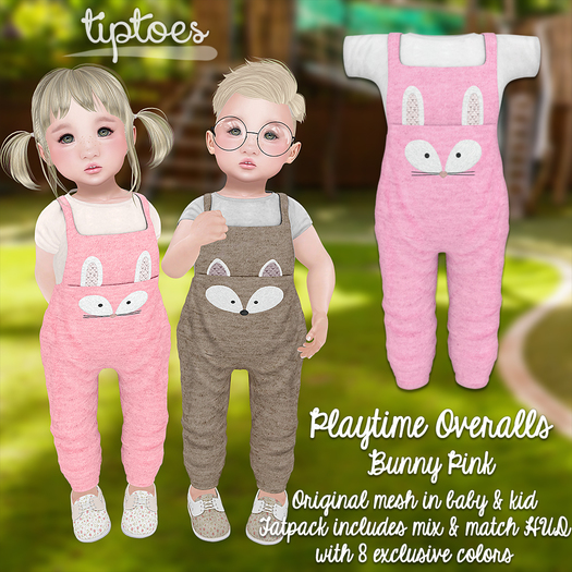 Second Life Marketplace . tiptoes Playtime Overalls Bunny Pink