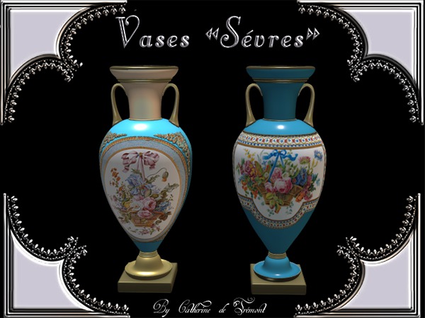 "CdT" Vases "Sevres" flowers