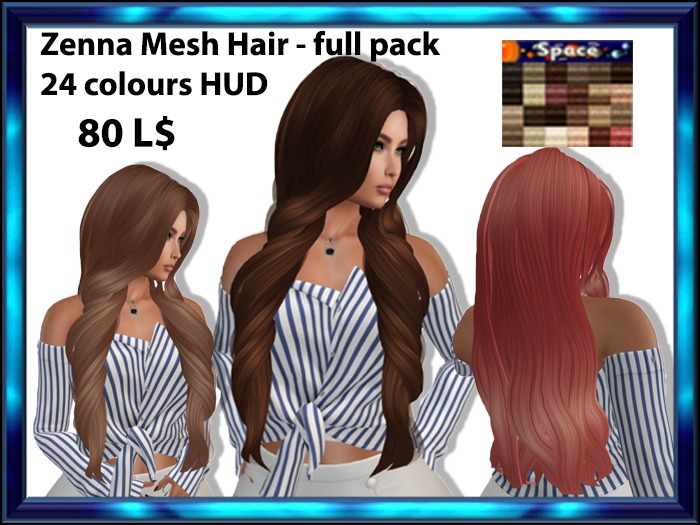 Zenna Mesh Hair  - full pack - Texture Changer HUD