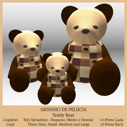 Urso de Pelucia - P, M e G - Marrom/Bege - Lua - Copiavel