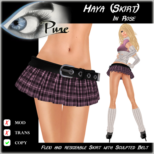 << PURE >> Maja (Skirt) in Rose [inworld price 99L$]