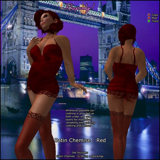 Rhapsody Satin Chemise - Red