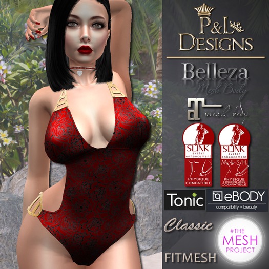 [P&L] - One Piece Swimsuit Rose Red