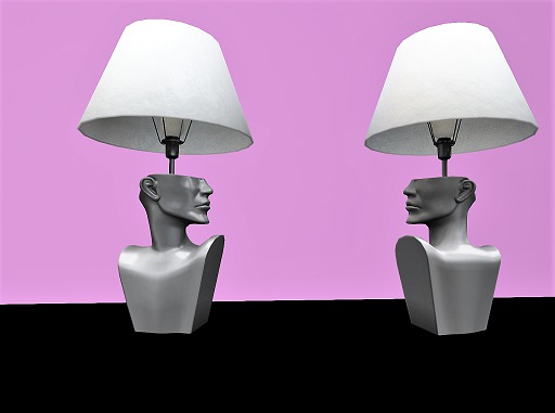 -David Heather- SET 2 Bust Lamp/Silver