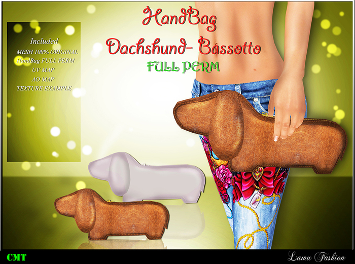 -Lamu Fashion-Handbag Mesh Dachshund-Bassotto FULL PERM