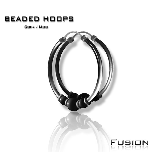 :Fusion: Beaded Silver Hoop Earrings