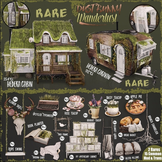 dust bunny . wanderlust . hedera cabin . boxed . RARE