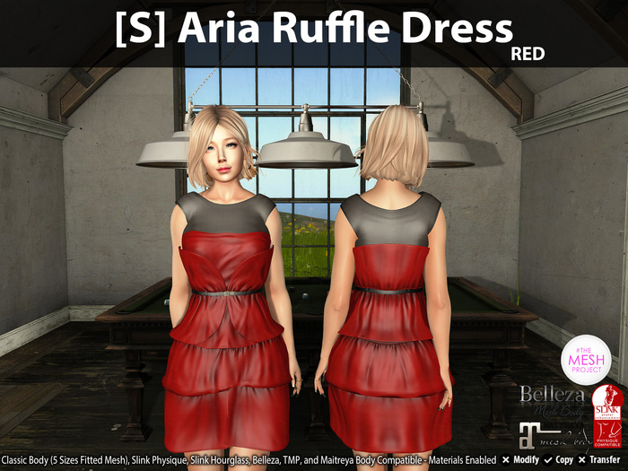 [S] Aria Ruffle Dress Red