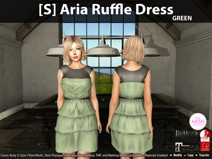 [S] Aria Ruffle Dress Green