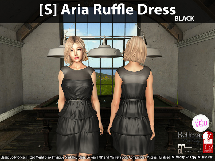 [S] Aria Ruffle Dress Black