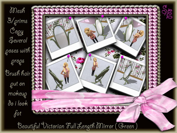 Beautiful Victorian Full length Mirror ( Green )