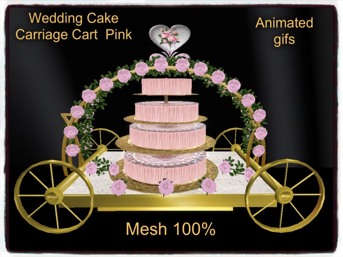 Wedding  Cake Carriage Cart  Pink Mesh 100%