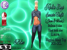 .~LS~ROBIN CROP RIGGED MESH SWEATER OUTFIT {BLUE}