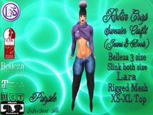 .~LS~ROBIN CROP RIGGED MESH SWEATER OUTFIT {PURPLE}
