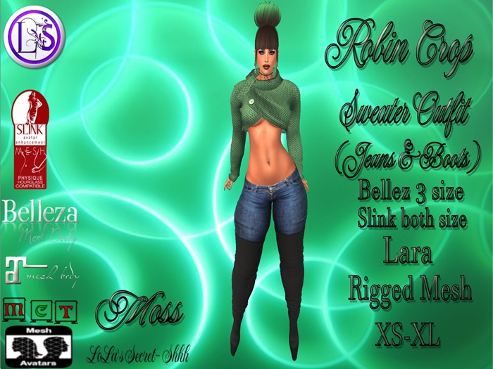 .~LS~ROBIN CROP RIGGED MESH SWEATER OUTFIT {MOSS}