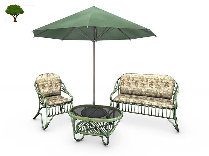 Rattan Set Janina - Green