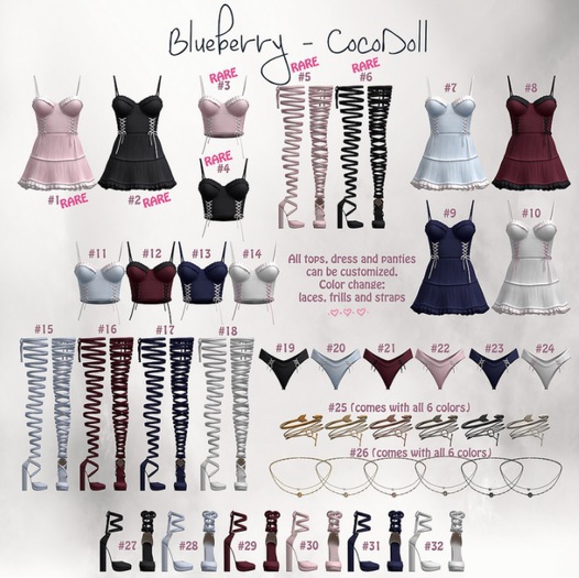 #11 Blueberry - Cocodoll Set - V - Top - Blue - Comm